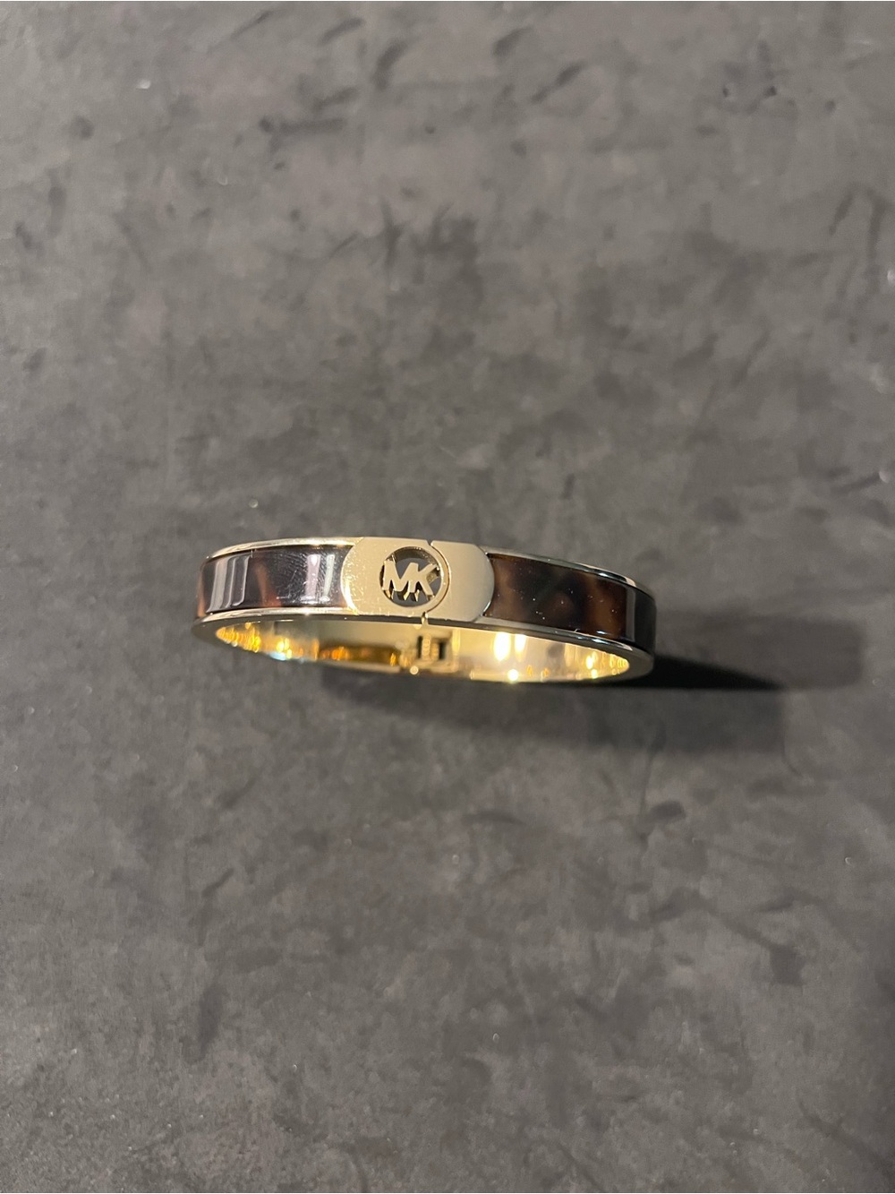 Michael Kors Gold-Tone Tortoise Logo Hinge Bangle Bracelet